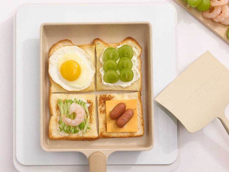 【TRUECOOK/トゥルークック】エッグパン＆フライ返しセット レギュラー / ベージュ＋キレッキレボウルの仕様シーン4
