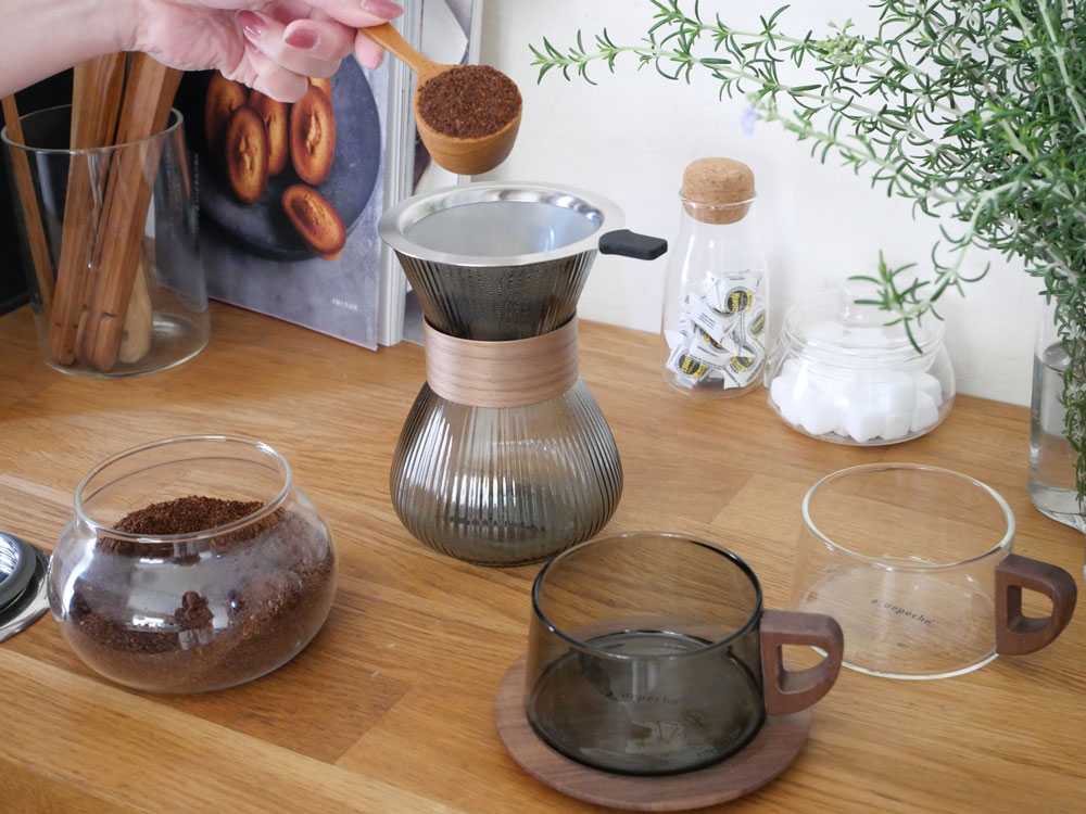 【adepeche/アデペシュ】ガラス×ウォールナットのカップ/カラフェnoon collection