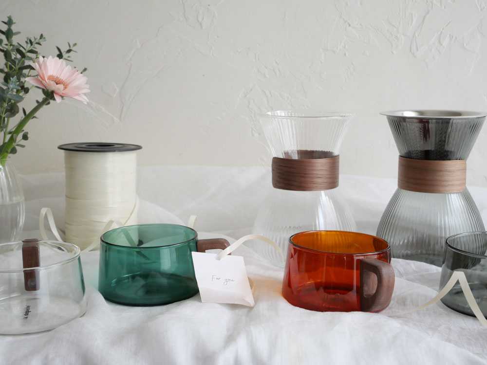 【adepeche/アデペシュ】ガラス×ウォールナットのカップ/カラフェnoon collection