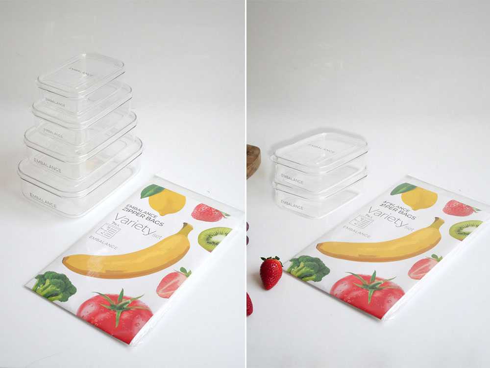 【EMBALANCE/エンバランス】食材を美味しく保つ保存容器 ジッパーバッグ / バラエティ×2(14枚セット)の仕様シーン11
