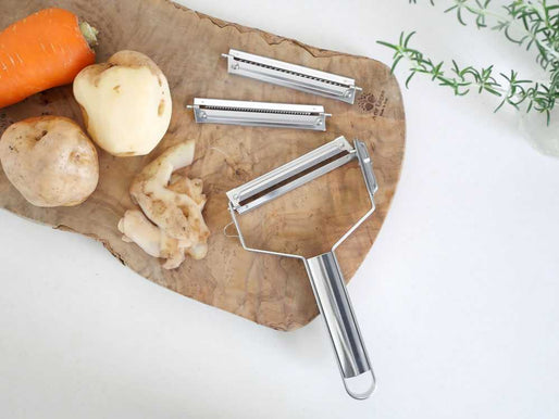 《替え刃2枚セット》ワンタッチで替え刃交換！1本3役 ニュースピードピーラー / 太千切刃＆細千切刃