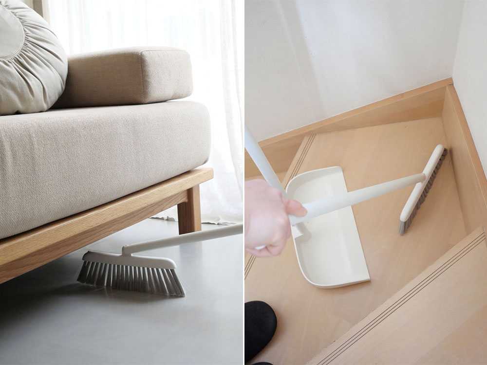 【marna/マーナ】スタンドほうきちりとり ホワイト《汚れからめ取りクロス2枚組付き - HinataLife特別セット》の仕様シーン2