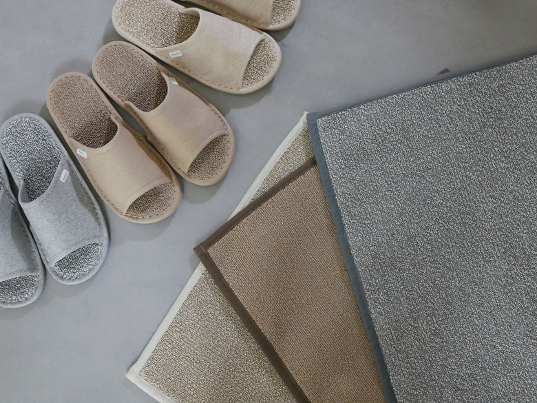 ささ和紙スリッパ、グレーとシルバーの自然素材