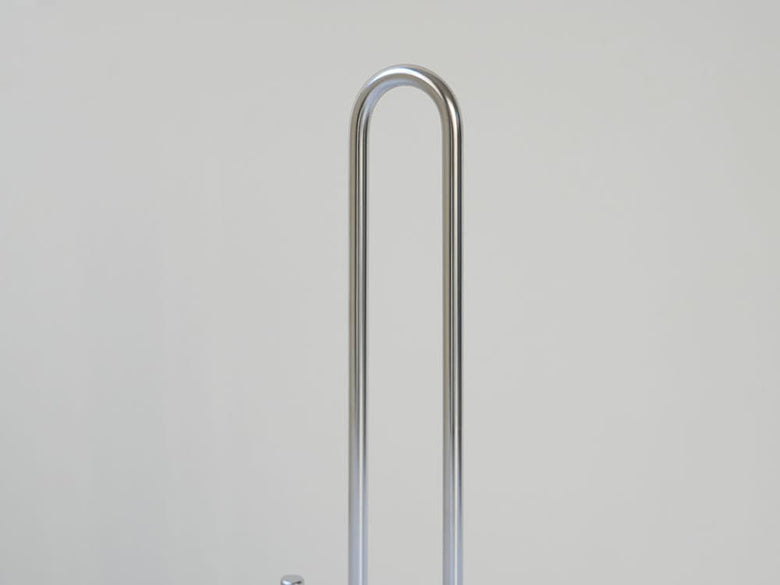 SALUSのデイリー ペーパーホルダー、シルバー色の18-8ステンレス製でハンドル付き