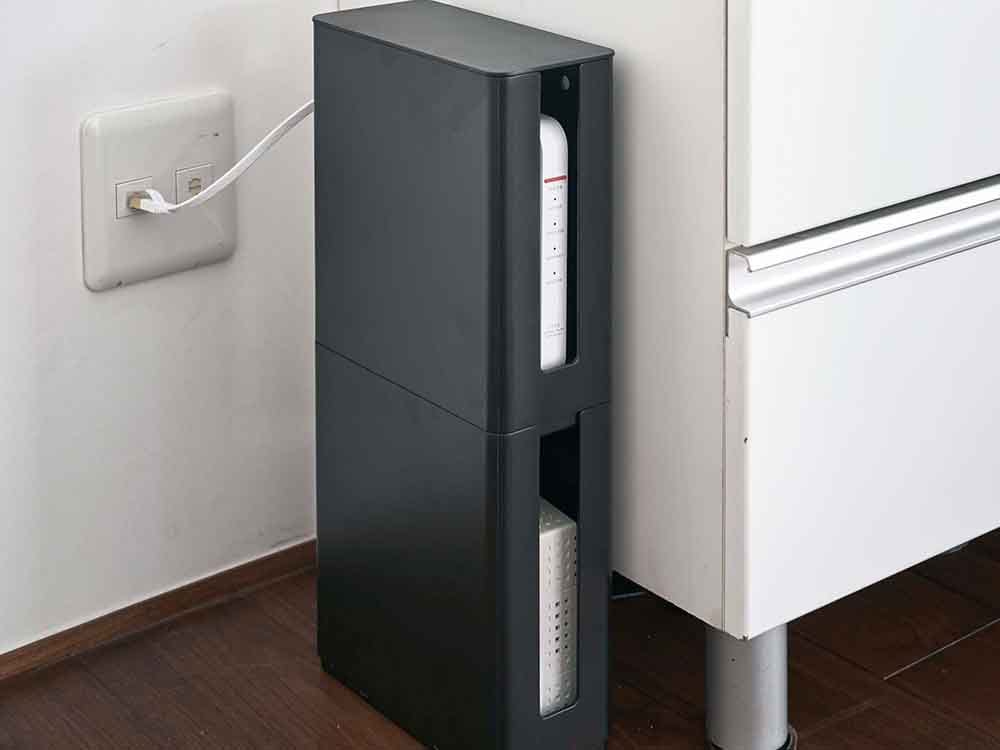 YAMAZAKIのスマート重ねられるスリムルーター収納ケース