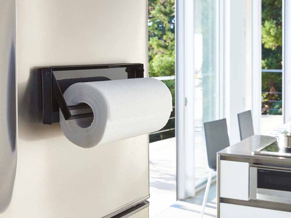 片手でカットできるマグネット式キッチンペーパーホルダー