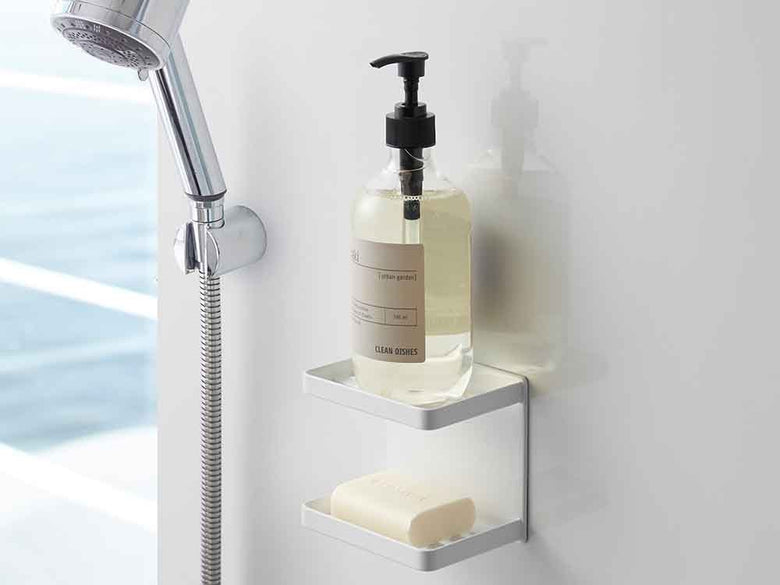 YAMAZAKIのマグネット2段ソープトレー、浴室用スチール製