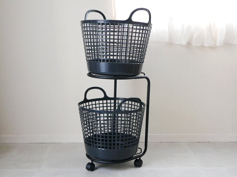 ライクイットの2段グレーランドリーバスケット