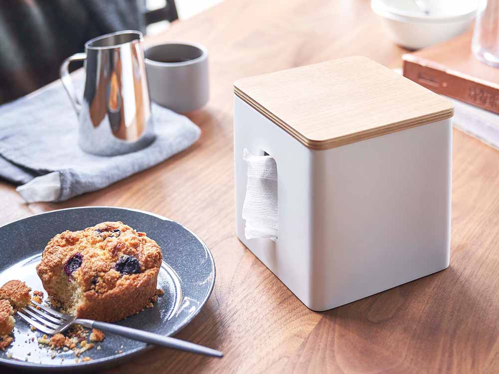 YAMAZAKI/RIN製 ティッシュ＆トイレットペーパーケース