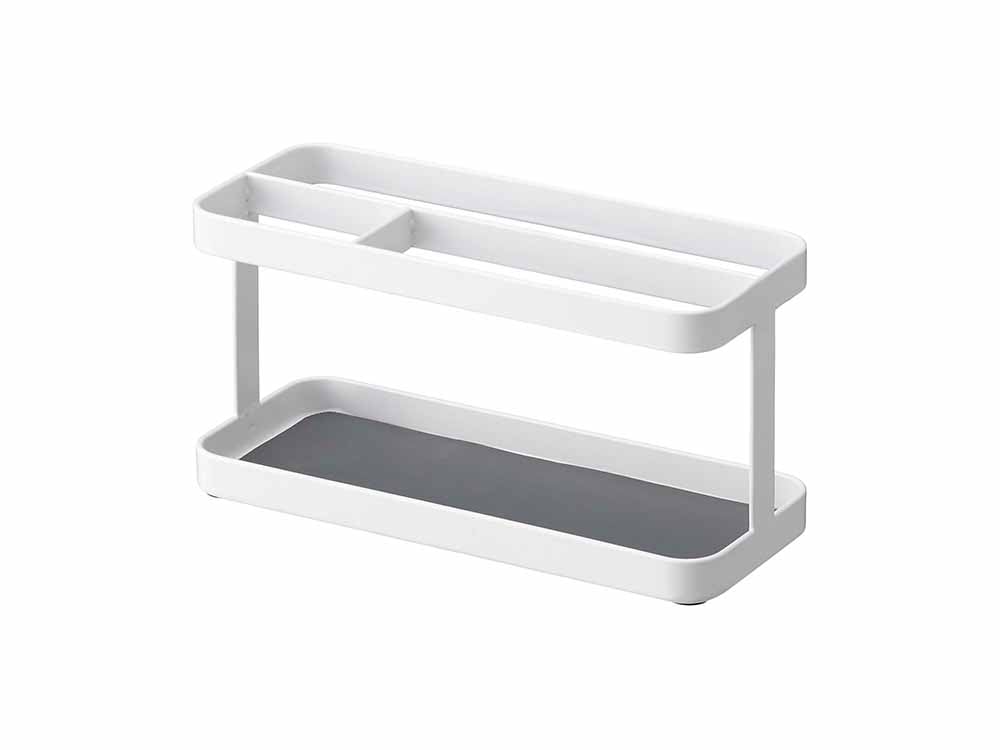 YAMAZAKIタワートスカ製スチール製タブレット＆リモコンラック、複数の棚を備えたホワイトデザイン