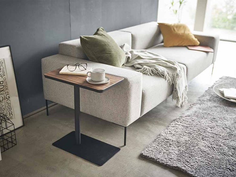 天然木とスチールのタワー差し込みサイドテーブル