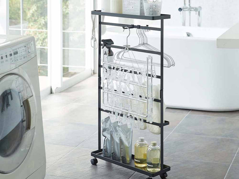 キャスター付きスチール製洗濯用品収納ワゴン