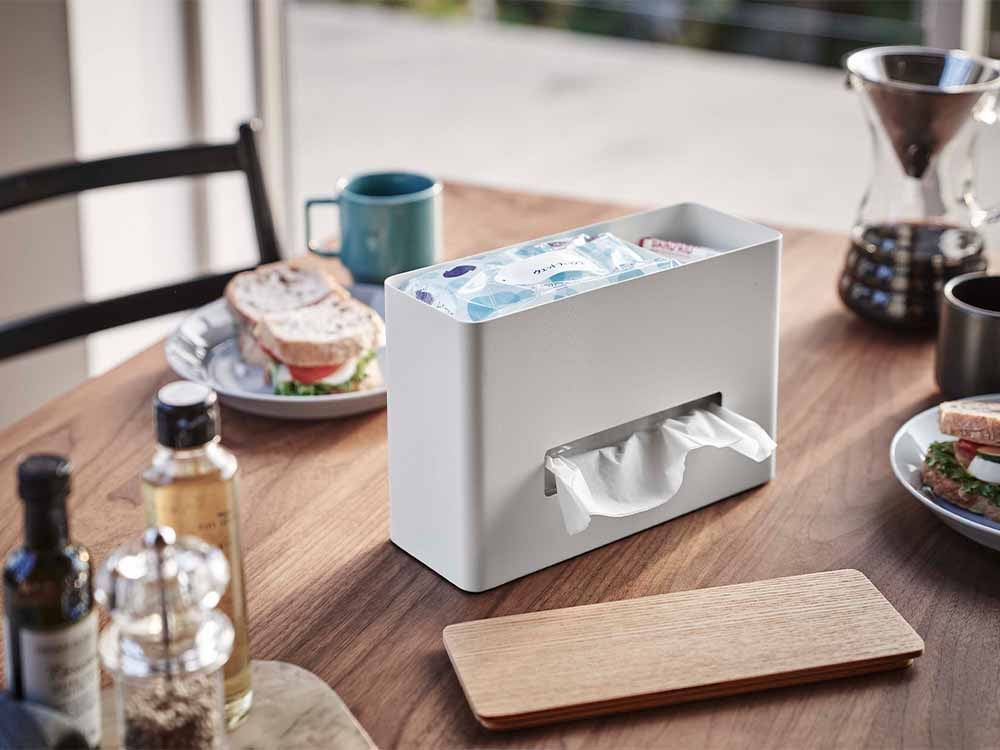 ヤマザキRINのスチール製ティッシュ＆ウェットシートケース