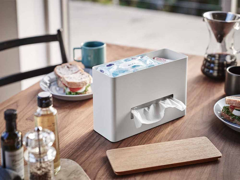 ヤマザキRINのスチール製ティッシュ＆ウェットシートケース