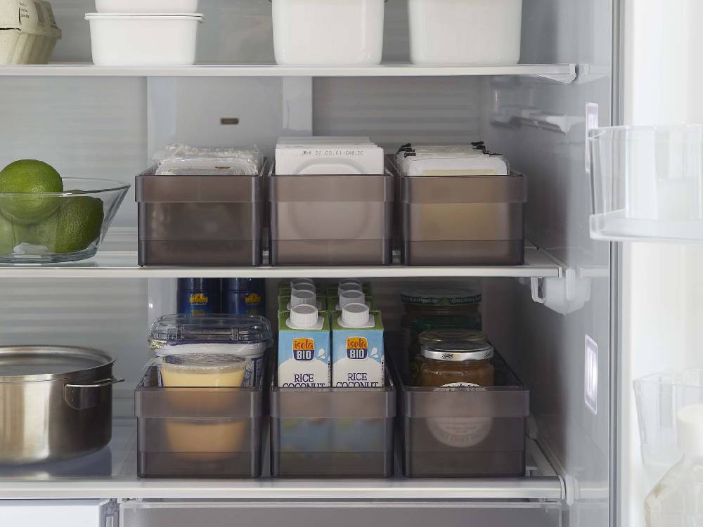 タワー冷蔵庫用シルバー仕切り収納ケース