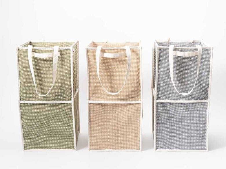 ピアット製コットン籐バスケット、持ち手付き