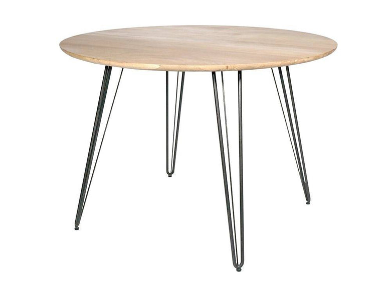 アデペシュのオーク突板とアイアン脚のラウンドダイニングテーブル