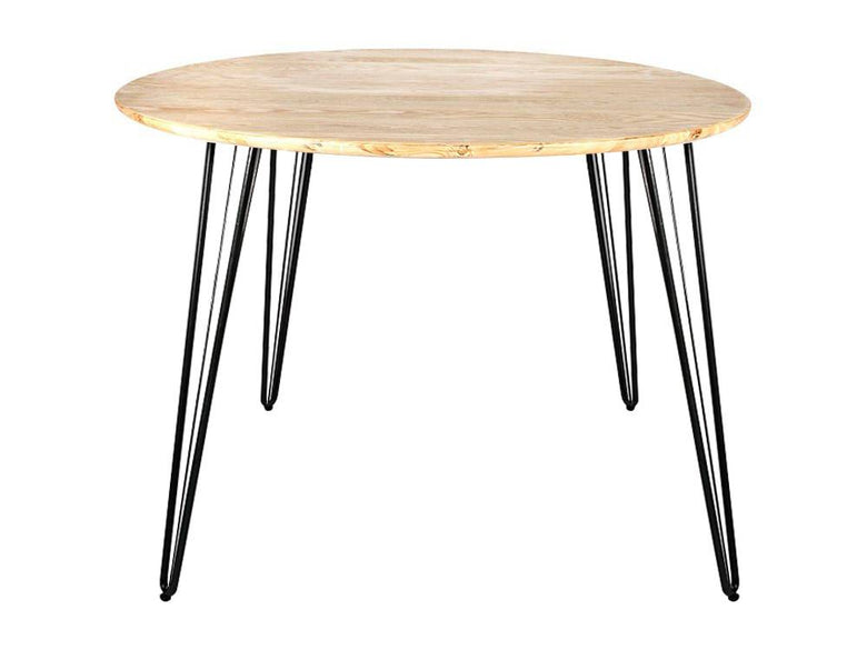 オーク突板とアイアンの楕円形アウトドアテーブル