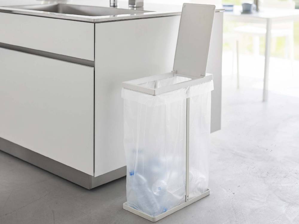 スリム蓋付き分別ゴミ袋ホルダー