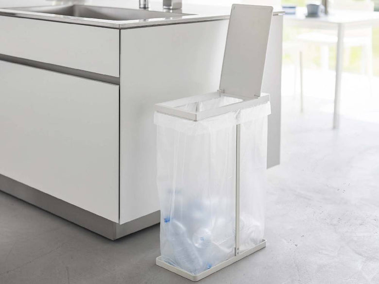 スリム蓋付き分別ゴミ袋ホルダー