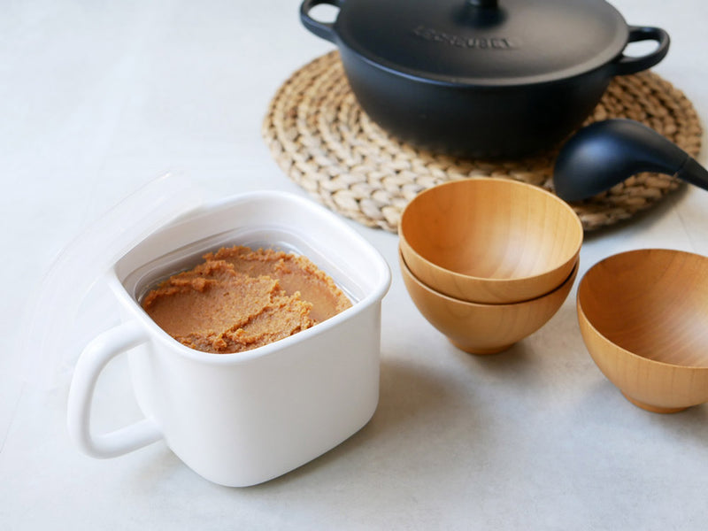 富士ホーローの角型みそポット