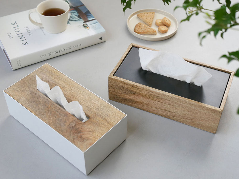 POSH LIVING マンゴーウッドとアイアンのティッシュケース