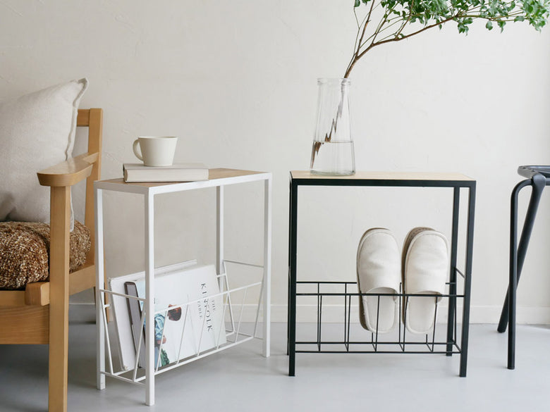 POSH LIVINGのアイアンと木製マガジンラック