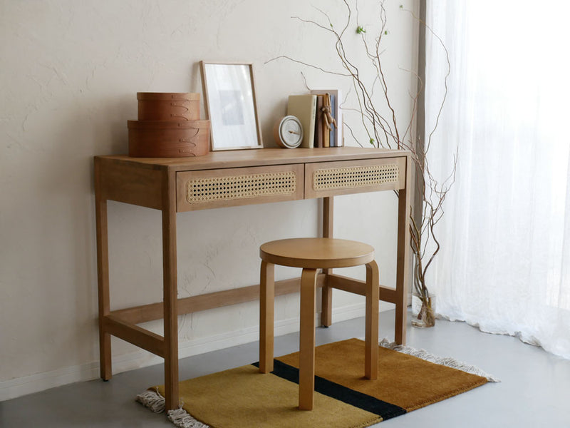 サンフラワーラタンのチーク無垢材コンソールデスク