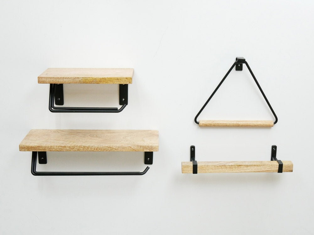 POSH LIVINGの木と鉄製トイレットペーパーホルダー