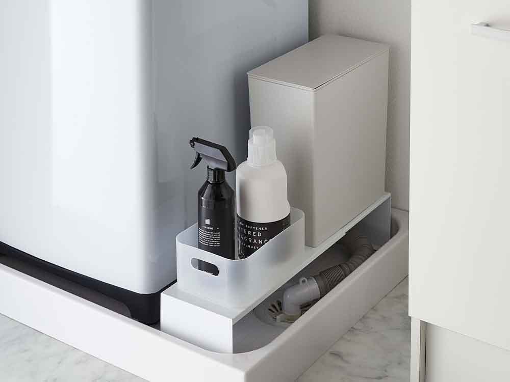 タワー製 伸縮洗濯機排水口上ラック スチール製