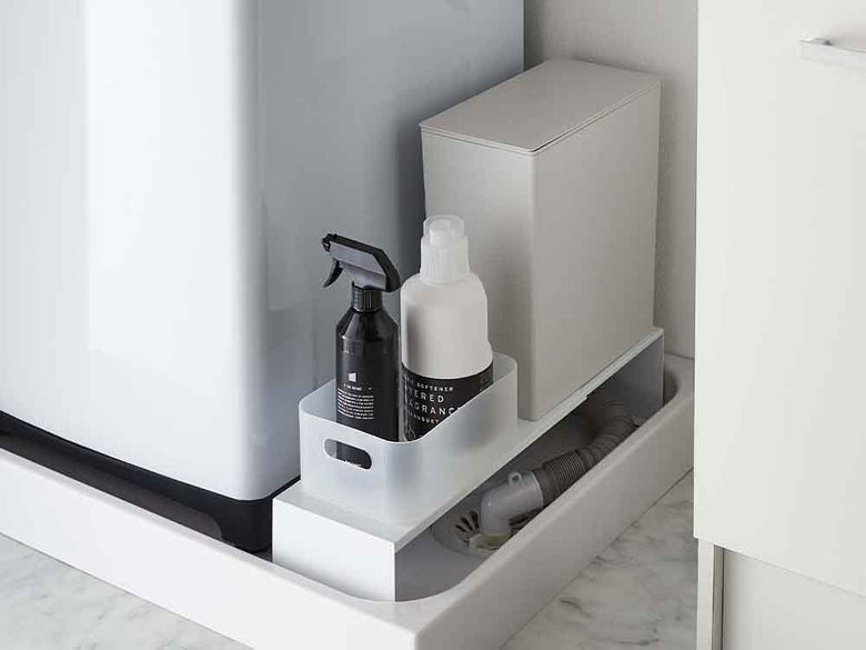 タワー製 伸縮洗濯機排水口上ラック スチール製