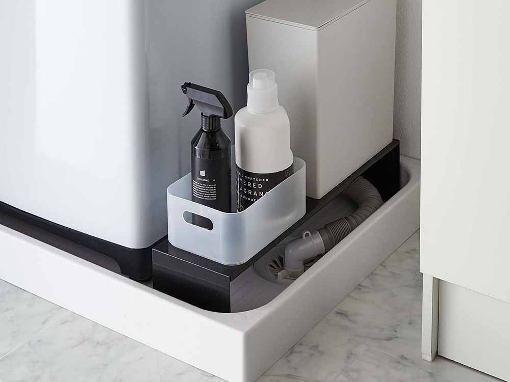 タワー伸縮洗濯機排水口上ラックとバス収納