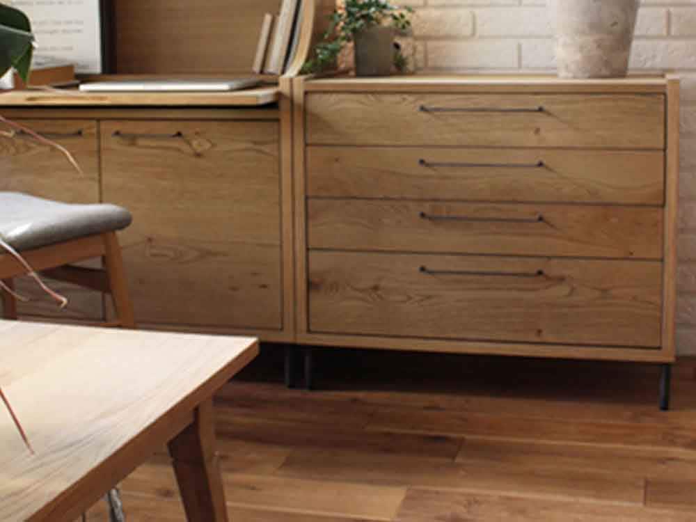 adepeche cadeal ブラウン木製4ドロワーチェスト