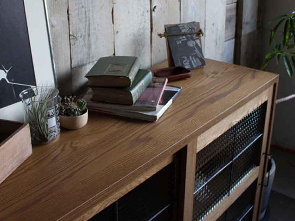 adepecheのオーク材スライドガラスローボード1200