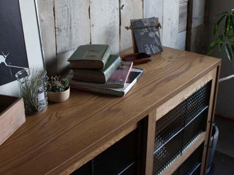 adepecheのオーク材スライドガラスローボード1200