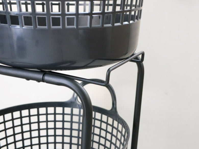 スチールとプラスチック製の2段ランドリーバスケット