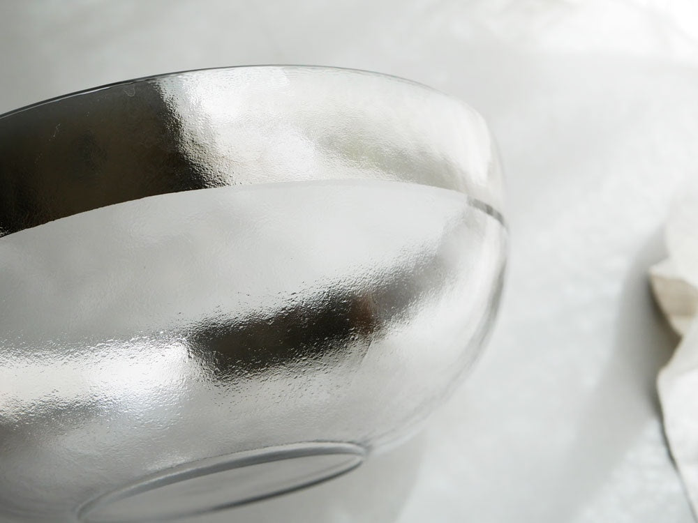 ダルトン製オーボボウル、ソーダガラスとニッケルメッキのリム