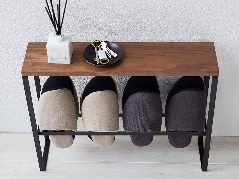 山崎タワー天板付き木製スリッパラック