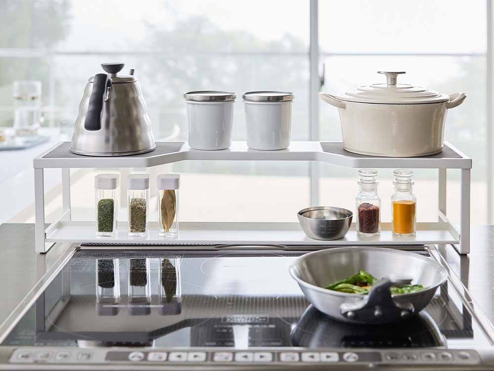 スチール製コンロ奥ラック 排気口カバー付き