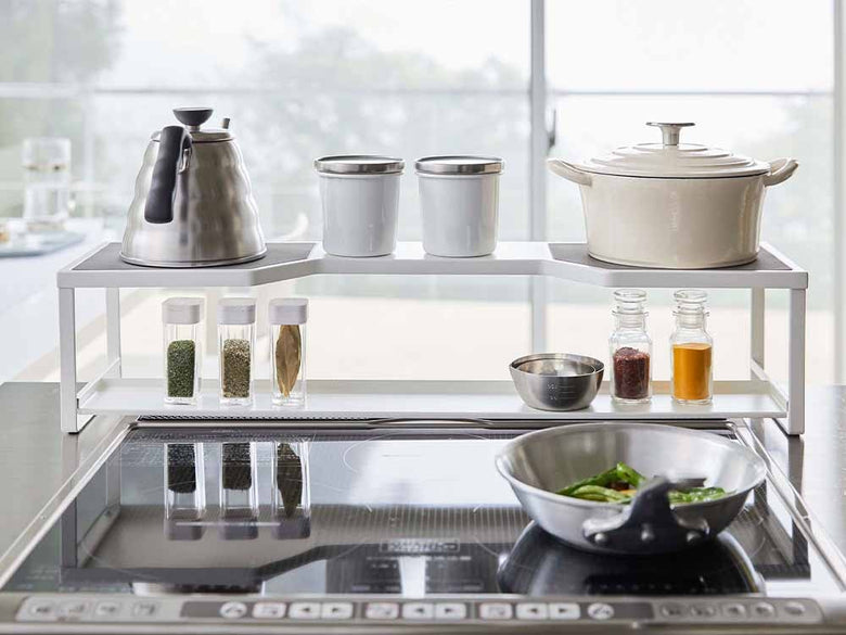 スチール製コンロ奥ラック 排気口カバー付き