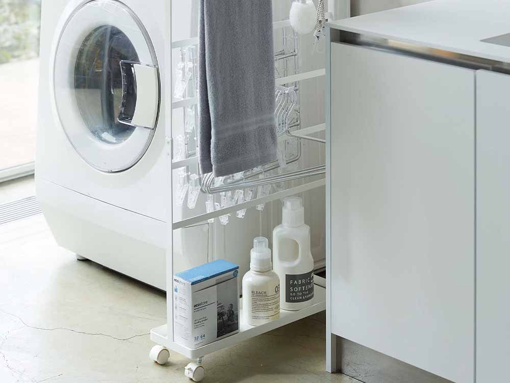 キャスター付きスチール製洗濯用品収納ワゴン