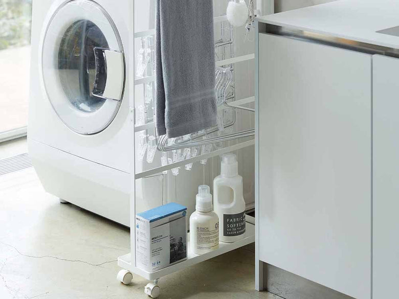 キャスター付きスチール製洗濯用品収納ワゴン