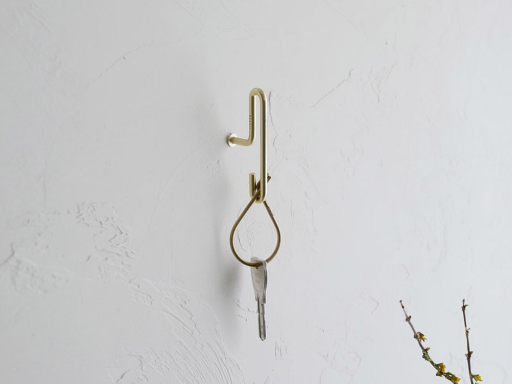 真鍮製キーリングとフック