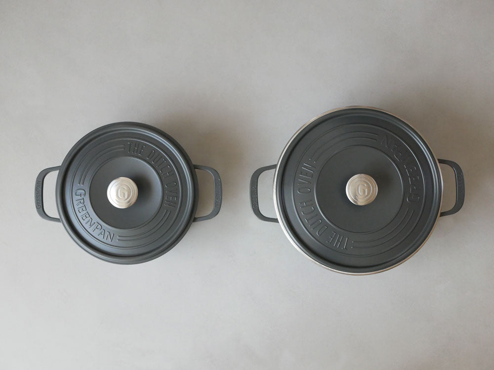 GREENPAN フェザーウェイト ココット ラウンド鍋とポットホルダー2個のセット