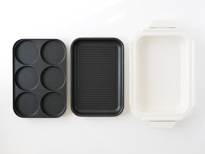 BRUNOコンパクトホットプレート用のグリルプレートとセラミックコート鍋