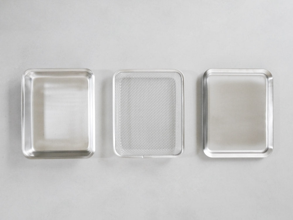 la baseの18-8ステンレス製角バット、角ザル、角プレートのキッチン用品セット