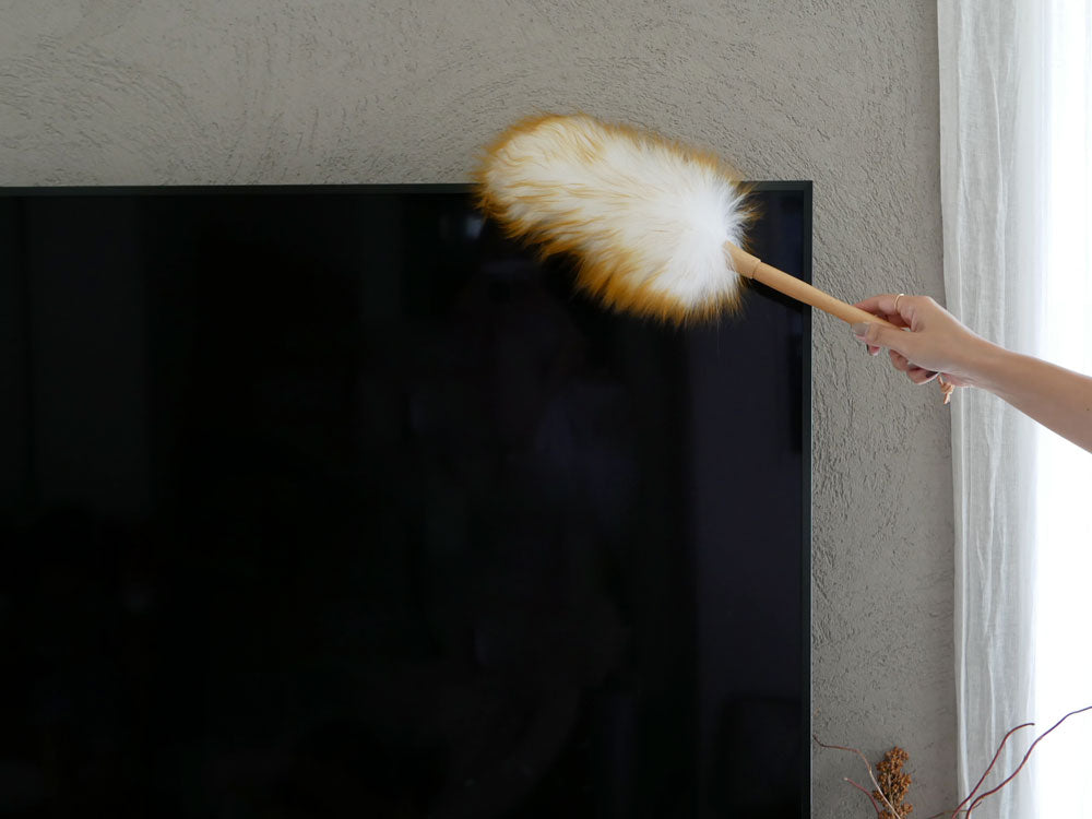 藤栄ブランドのウールダスター、天然素材使用