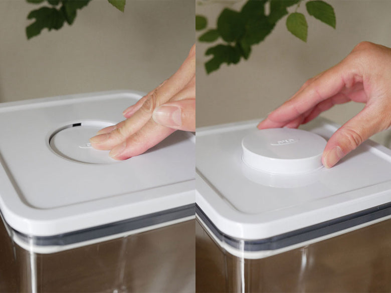 OXOオクソーのPOP2キッチン収納セット。ビックスクエアミディアム、ビックスクエアトール、ポップスクープ、ライスカップが揃っています。