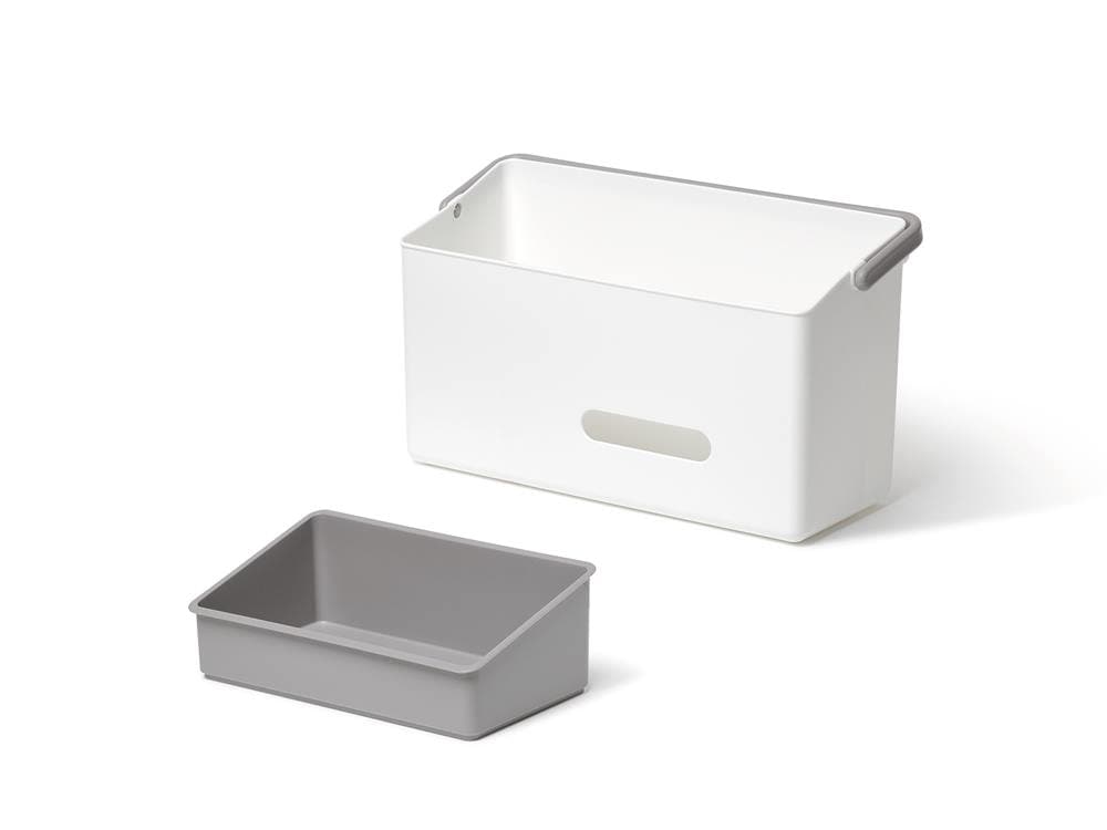 蓋と持ち手のあるプラスチック製デスクオーガナイザー