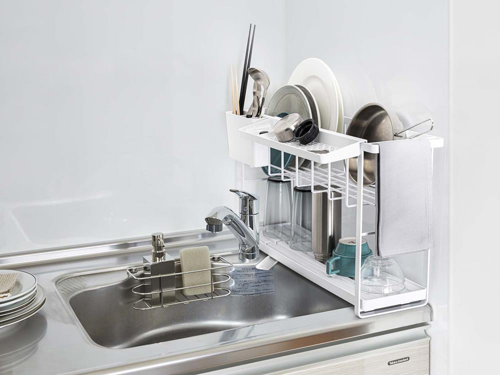 タワー製スリム2段水切りワイヤーバスケット